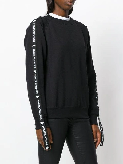 Shop Forte Couture Logo Banded Sweatshirt In Black