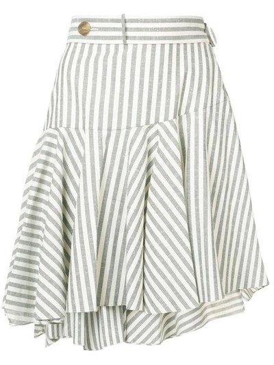Shop Loewe Striped Skater Skirt In White