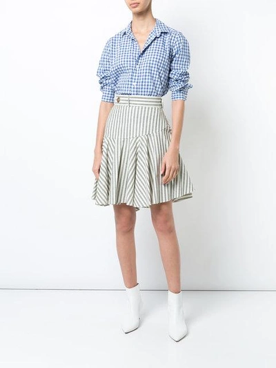 Shop Loewe Striped Skater Skirt In White