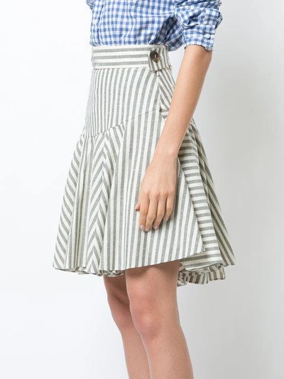 Shop Loewe Striped Skater Skirt In White