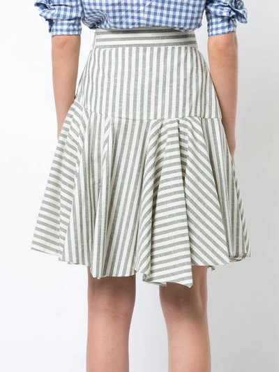 Shop Loewe Striped Skater Skirt In White