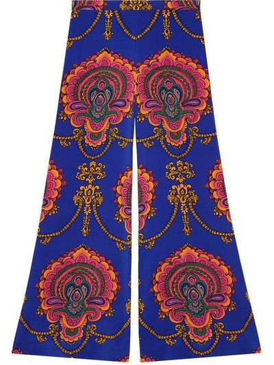 Shop Gucci 70s Graphic Print Trousers - Blue