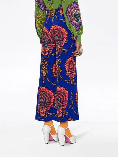 Shop Gucci 70s Graphic Print Trousers - Blue