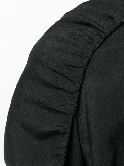 Shop Saint Laurent Ruched Tie Neck Blouse In Black