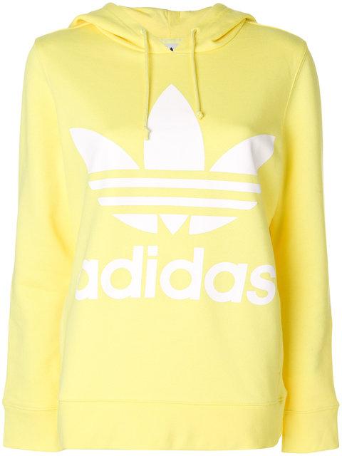 adidas yellow trefoil hoodie