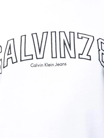 Shop Calvin Klein Jeans Logo-embroidered Sweatshirt - White