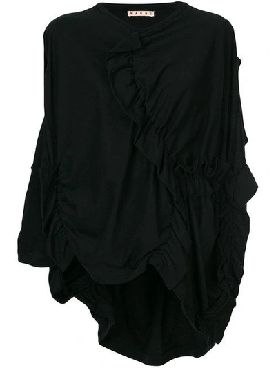 Shop Marni Draped Jersey Top In Black