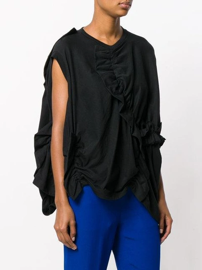 Shop Marni Draped Jersey Top In Black