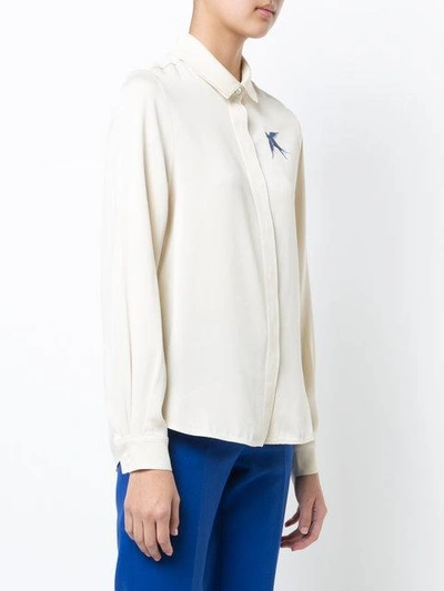 Shop Jw Anderson Swallow Embroidery Shirt In Neutrals