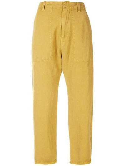 Shop Nili Lotan Frayed Hem Luna Trousers In Yellow