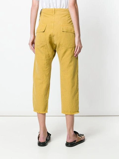 Shop Nili Lotan Frayed Hem Luna Trousers In Yellow