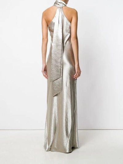 Shop Galvan Asymmetric Halterneck Dress - Metallic