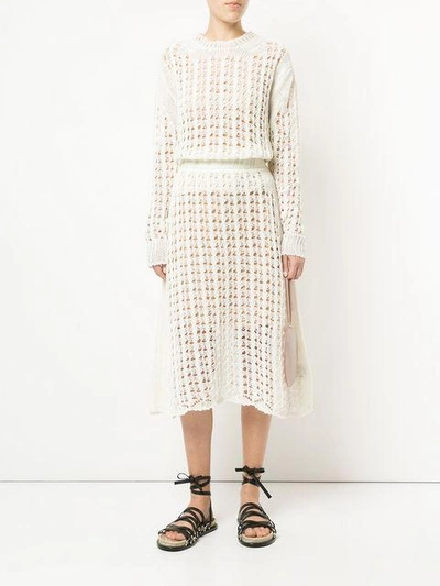 Shop Jil Sander Open Knit Skirt In White