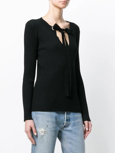 Shop Michael Michael Kors Tie-front Ribbed Sweater