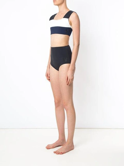 Gloria Coelho Striped Bikini Top In Black