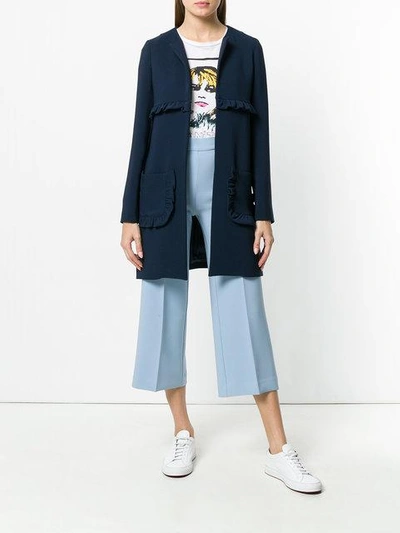 Shop P.a.r.o.s.h . Straight-fit Ruffle Coat - Blue