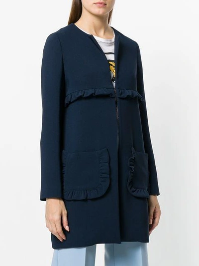 Shop P.a.r.o.s.h . Straight-fit Ruffle Coat - Blue