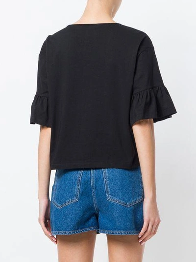Shop Vivetta Peplum Sleeve Cropped T-shirt - Black
