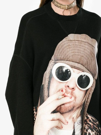 Shop R13 Kurt Cobain Print Oversized Sweatshirt - Black