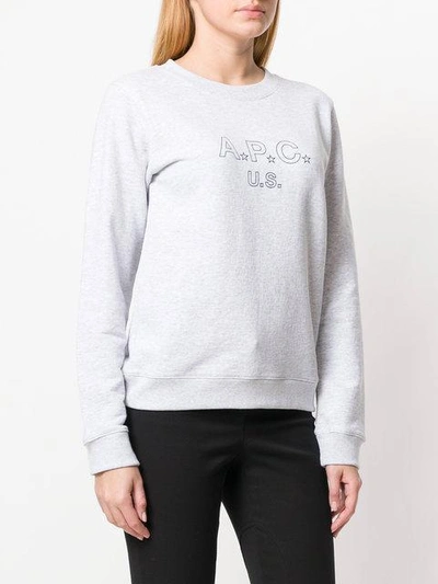 Shop Apc Logo Print Sweatshirt In Grey