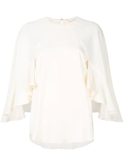 Shop Chloé Ruffle Sleeved Blouse In White