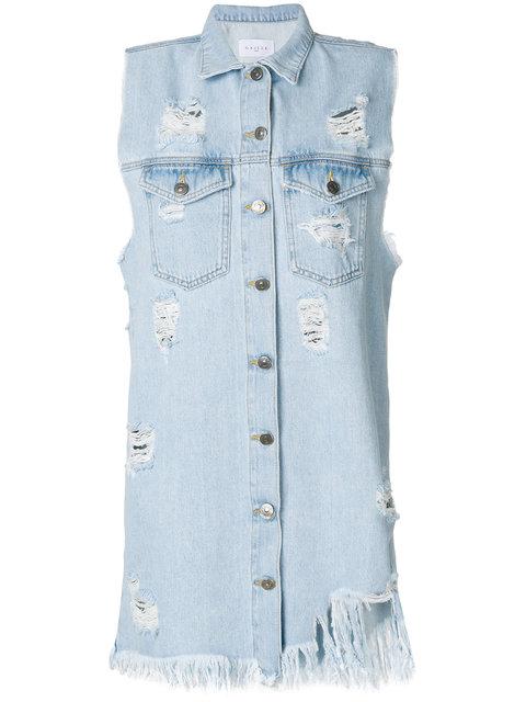 ripped denim shirt dress