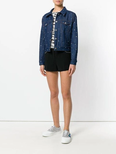 Shop Miu Miu Crystal-embellished Denim Jacket