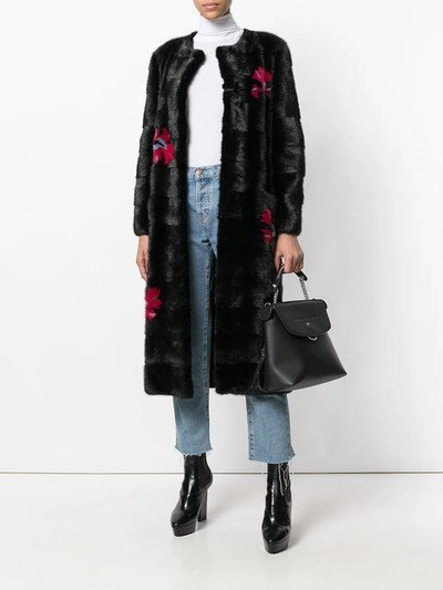 Shop Simonetta Ravizza Fur Detail Coat In Black