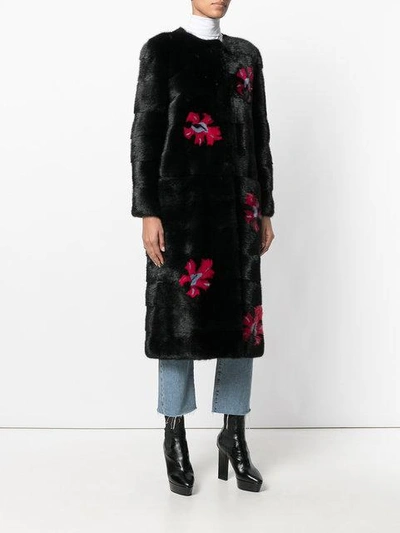 Shop Simonetta Ravizza Fur Detail Coat In Black