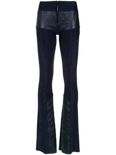 Shop Andrea Bogosian Leather Panels Trousers - Blue