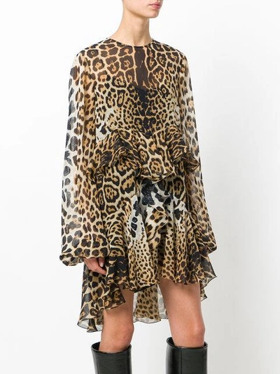 Shop Saint Laurent Leopard Print Shift Dress In Black