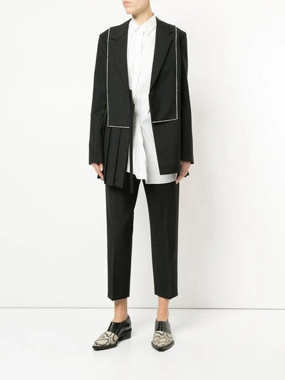 Shop Jil Sander Asymmetric Pleat Blazer In Black