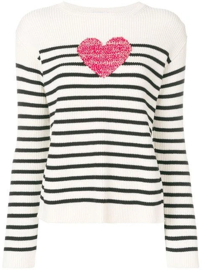 Shop Red Valentino Knit Heart Striped Sweater
