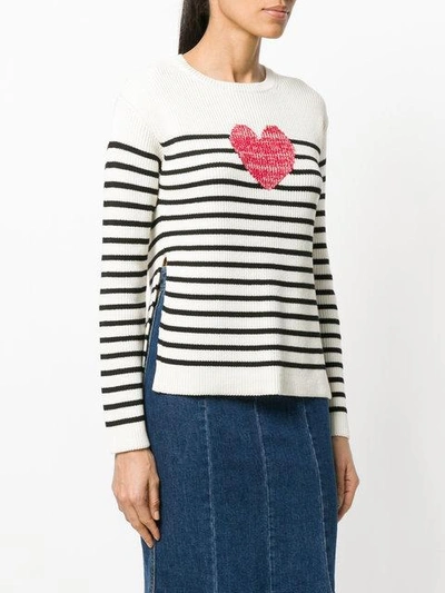 Shop Red Valentino Knit Heart Striped Sweater
