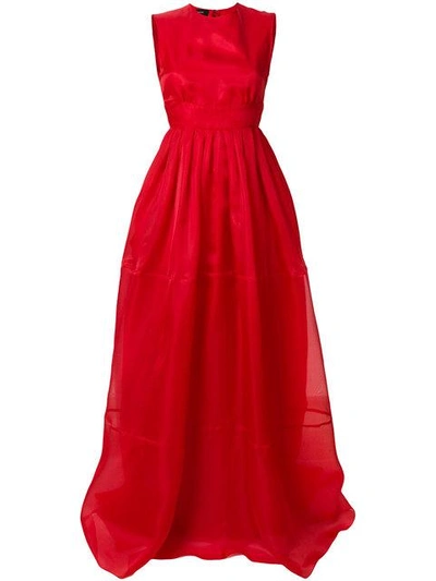 Shop Rochas Flared Floor Length Gown In Red