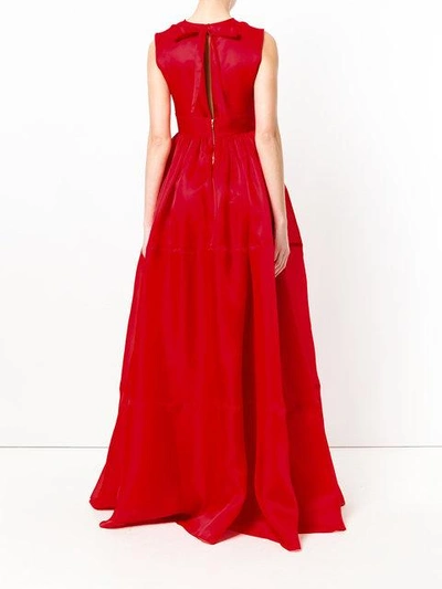 Shop Rochas Flared Floor Length Gown In Red
