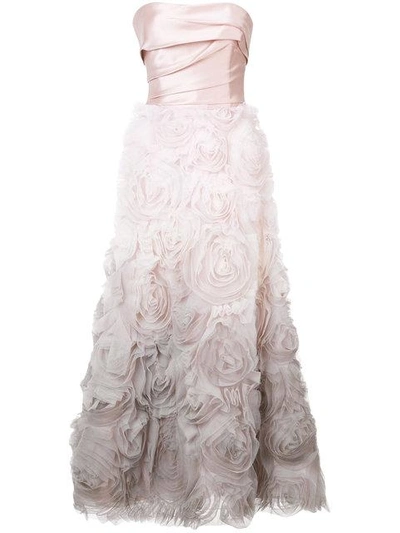 Shop Marchesa Notte Strapless Ombré Gown In Pink