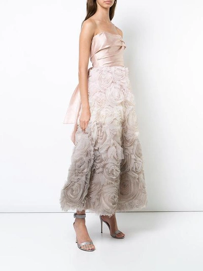 Shop Marchesa Notte Strapless Ombré Gown In Pink