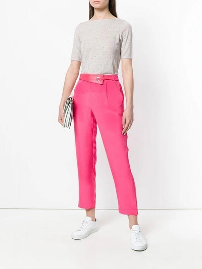 eyelet detail cropped trousers