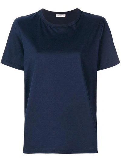 Shop Moncler Roll Cuff Tee In Blue