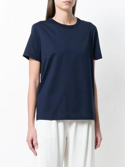 Shop Moncler Roll Cuff Tee In Blue
