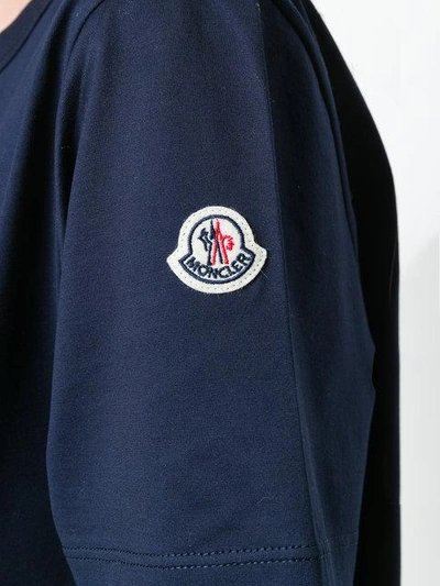 Shop Moncler Roll Cuff Tee In Blue