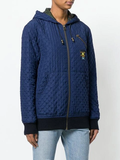 Shop Mr & Mrs Italy Textured Zipped Hoodie In Blue