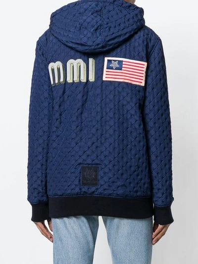 Shop Mr & Mrs Italy Textured Zipped Hoodie In Blue
