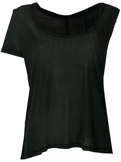Ben Taverniti Unravel Project Asymmetric Sleeve Twisted Scoop Neck Tank In Black