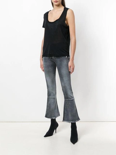 Ben Taverniti Unravel Project Asymmetric Sleeve Twisted Scoop Neck Tank In Black