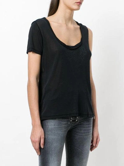 Ben Taverniti Unravel Project Asymmetric Sleeve Twisted Scoop Neck Tank In Black