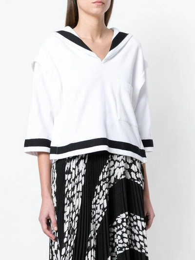 Shop Philosophy Di Lorenzo Serafini Contrast Stripe Trim And Flap Detail Top In White