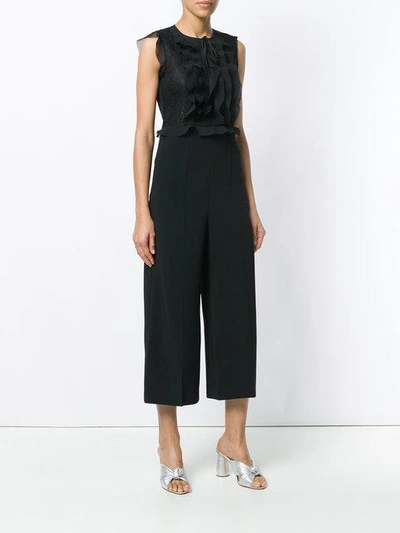 Shop Red Valentino Ruffled Front Jumpsuit In Black