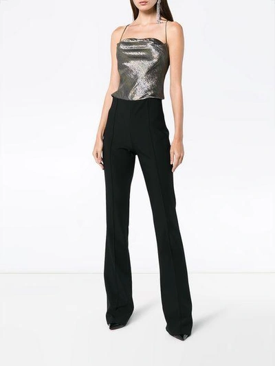 Shop Haney Mia Silk Lamé Jumpsuit In Black